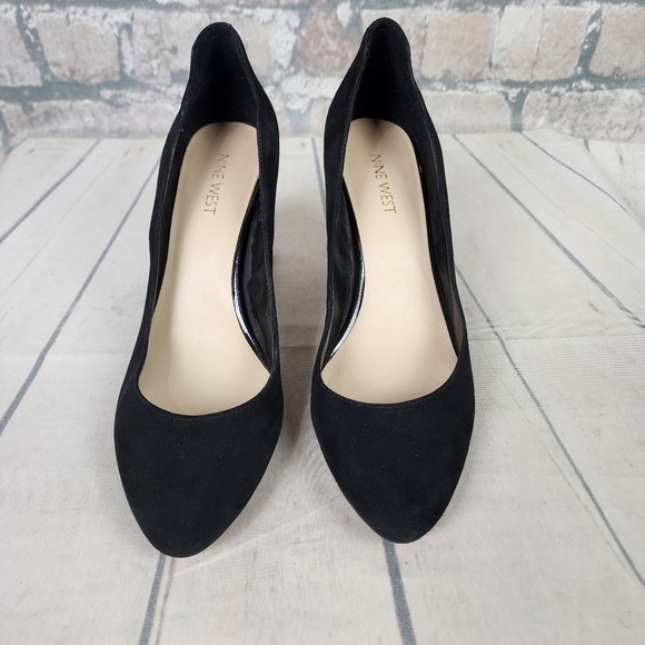 Nine West Journa Closed Toe Suede Classic Pump Heel Black Size 8 1/2 - Picture 7 of 12